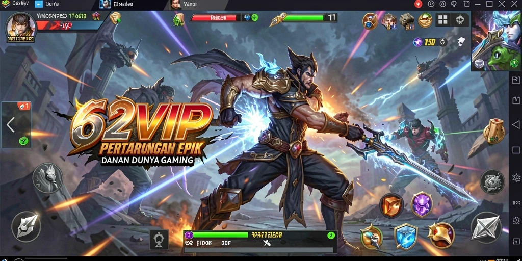 Tangkapan layar gameplay pertarungan dalam 62VIP menunjukkan aksi seru.