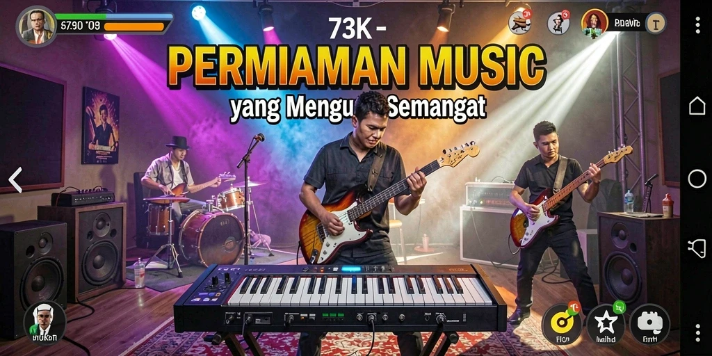 Screenshot 73K menampilkan gameplay seru dengan banyak lagu.