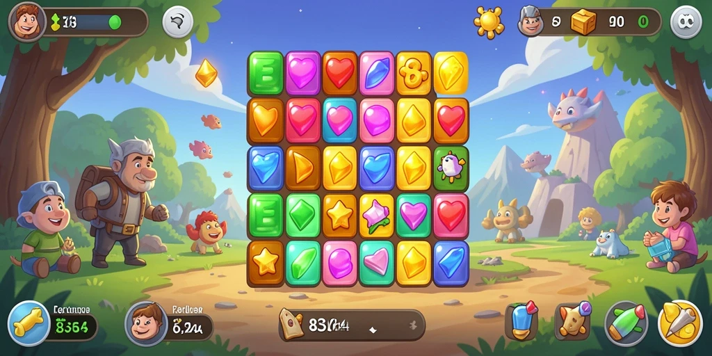 Tampilan seru dari gameplay Match-3 8364 yang mengasyikkan.