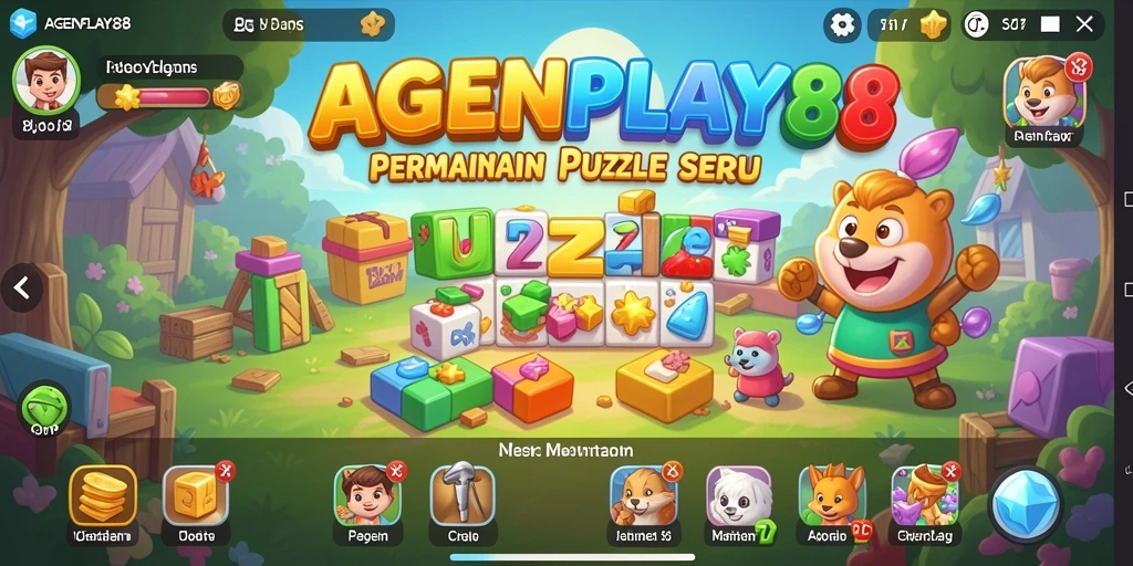 Screenshot AGENPLAY88 menampilkan gameplay penuh warna dan tantangan Puzzle yang seru.