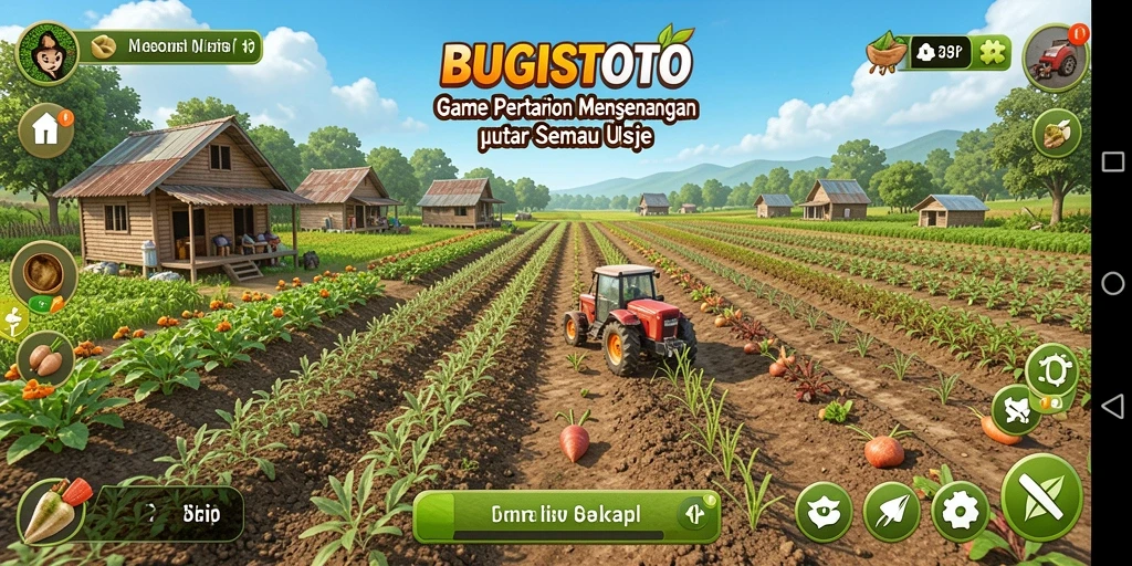 Tangkapan layar menunjukkan gameplay pertanian yang seru dan interaktif.