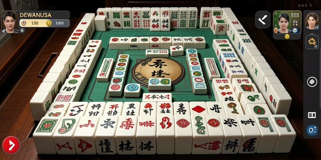 Screenshot DEWANUSA menampilkan aksi seru dalam permainan Mahjong.