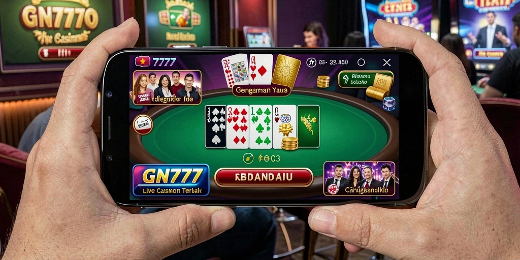 Screenshot gameplay Live Casino GN777 yang menampilkan suasana kasino yang nyata.