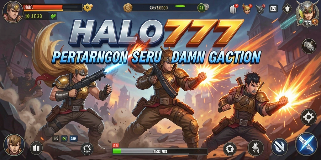 Tangkapan layar utama HALO777 menampilkan aksi pertempuran seru dan grafis menawan.