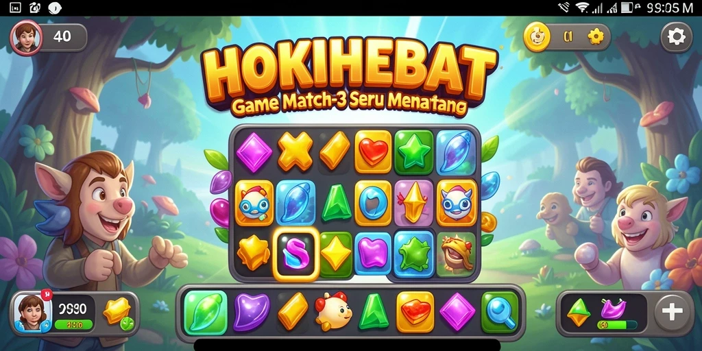 Screenshot gameplay HOKIHEBAT dengan tantangan Match-3 yang menarik.