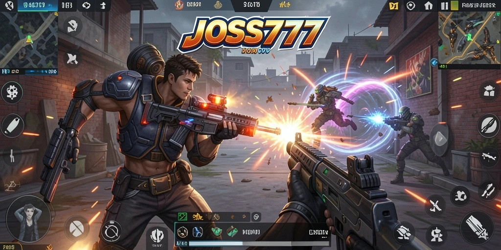 Screenshot menunjukkan pengguna dalam pertempuran sengit di JOSS777.