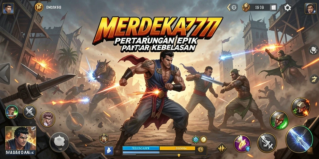 Screenshot MERDEKA777 menampilkan pertarungan seru dengan grafis memukau.