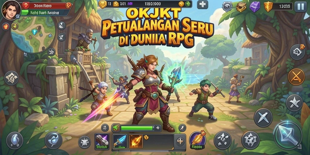 Screenshot utama dari gameplay RPG yang mendebarkan di OKJKT.