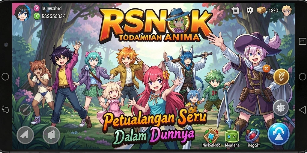 Screenshot gameplay RSNOK dengan karakter anime yang memukau.