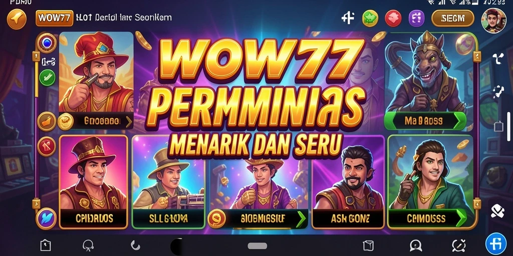 Tampilan utama WOW77 dengan gameplay slot yang seru dan mengasyikkan.