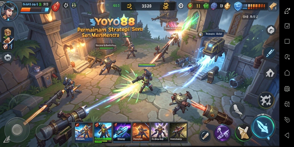 Tangkapan layar utama gameplay YOYO88 yang menampilkan strategi pertempuran.
